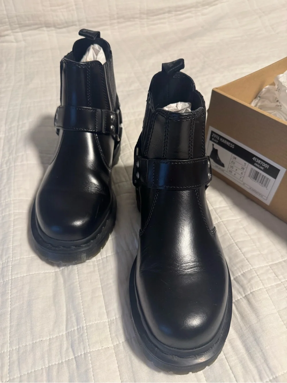 Dr. Martens Black Leather Harness Analine Boots - Picture 8 of 11